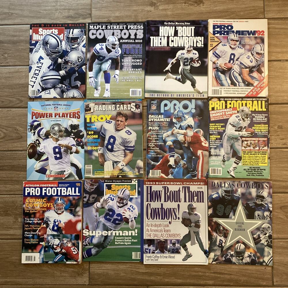 Vintage Dallas Cowboys Cover Football Magazine Lot Of 12
